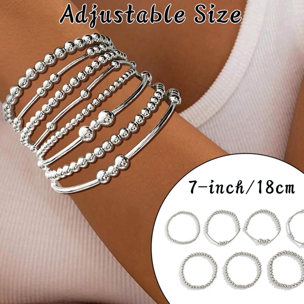 Versatile 8-Pc Silver Bangle Bracelet Set - Styli… - image 3